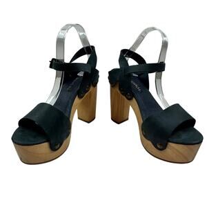 Cordani Five Worlds Blue Genuine Leather Platform Clogs Women's Size 39/8.5